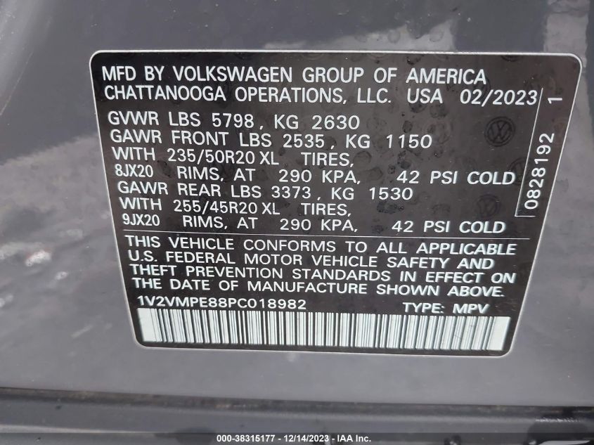 2023 VOLKSWAGEN ID.4 PRO/PRO S 1V2VMPE88PC018982