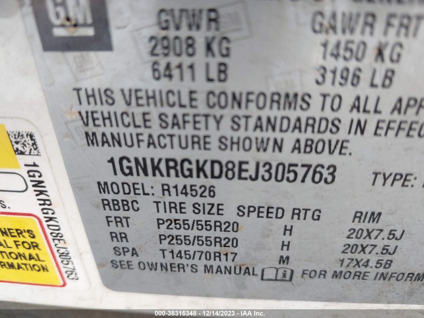 2014 CHEVROLET TRAVERSE 1LT - 1GNKRGKD8EJ305763