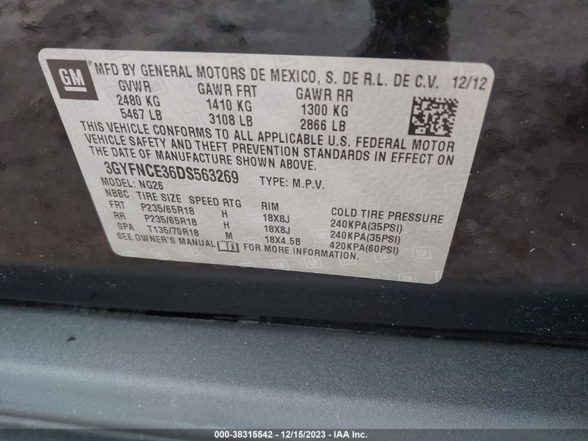 2013 CADILLAC SRX LUXURY COLLECTION - 3GYFNCE36DS563269