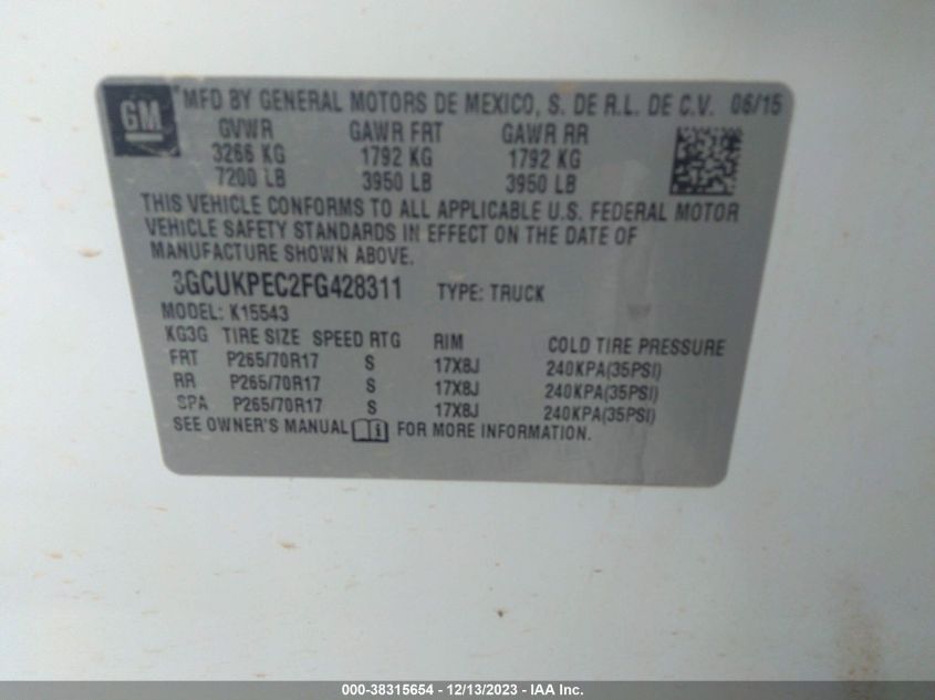 2015 CHEVROLET SILVERADO 1500 WT - 3GCUKPEC2FG428311