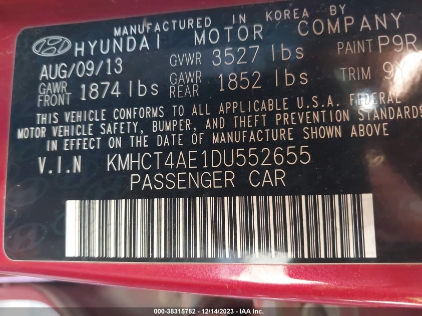 2013 HYUNDAI ACCENT GLS - KMHCT4AE1DU552655