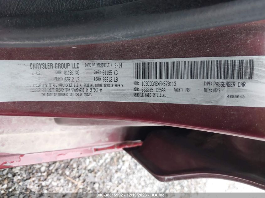 2015 CHRYSLER 200 LIMITED - 1C3CCCABXFN578113