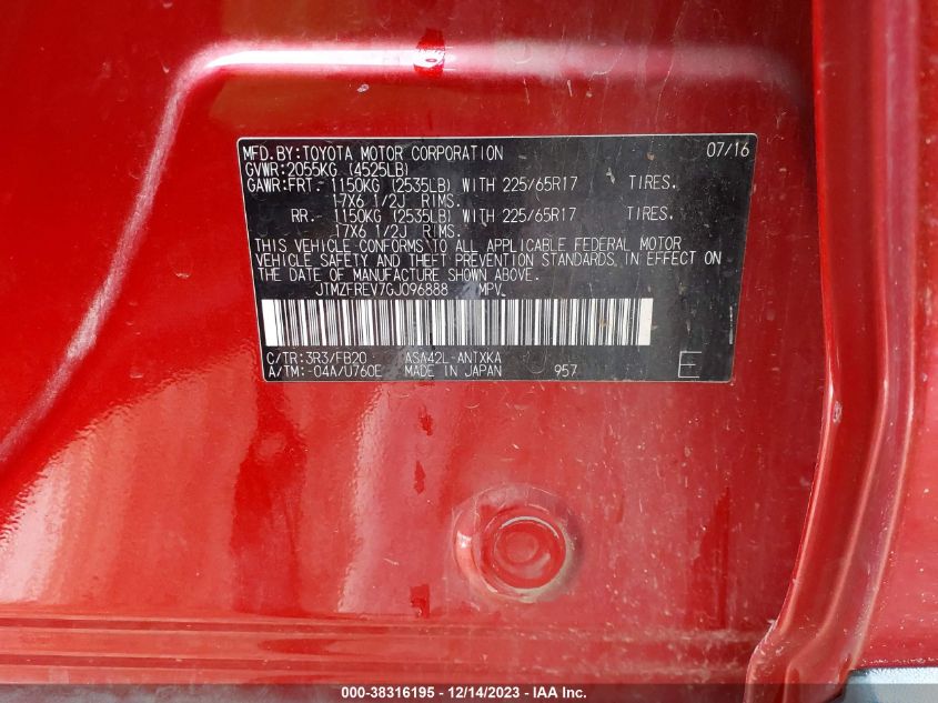 2016 TOYOTA RAV4 LE - JTMZFREV7GJ096888