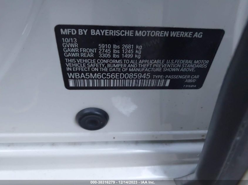 2014 BMW 550I GRAN TURISMO - WBA5M6C56ED085945