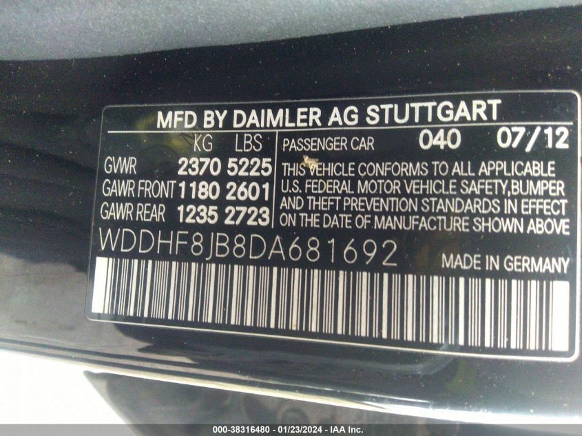 2013 MERCEDES-BENZ E 350 4MATIC - WDDHF8JB8DA681692