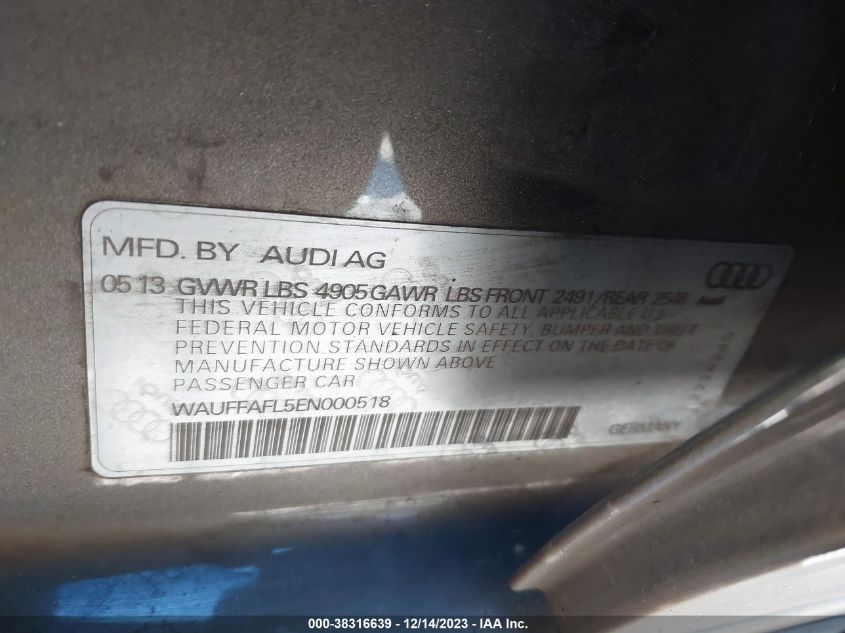 2014 AUDI A4 2.0T PREMIUM - WAUFFAFL5EN000518