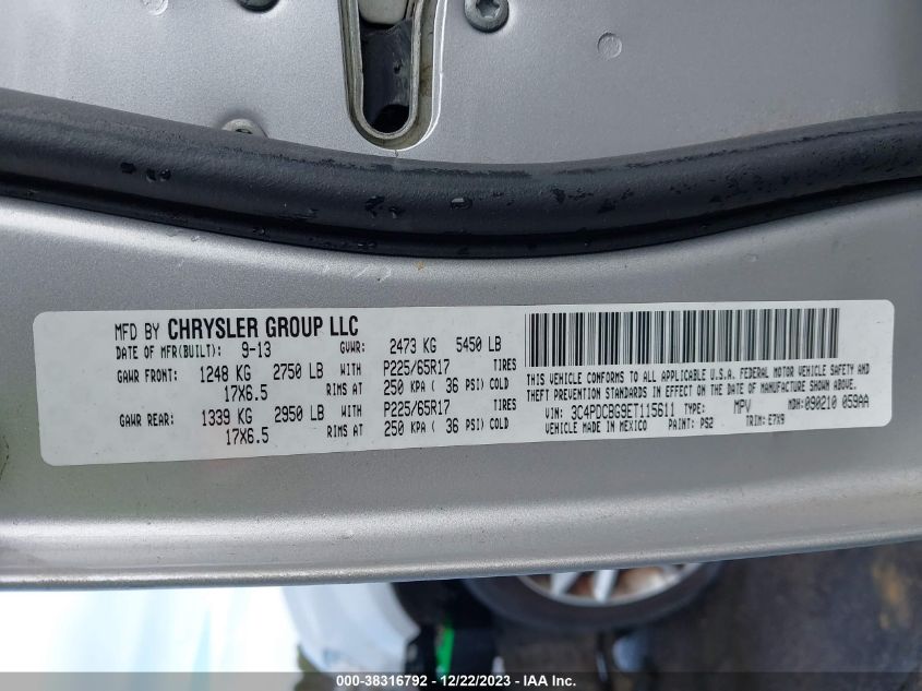 2014 DODGE JOURNEY SXT - 3C4PDCBG9ET115611