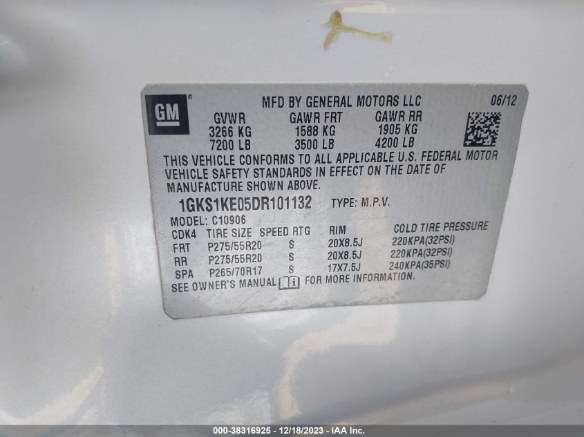 2013 GMC YUKON XL 1500 SLT 1GKS1KE05DR101132