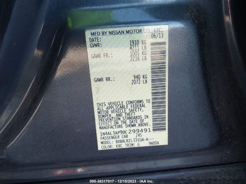 2013 NISSAN ALTIMA 2.5 S - 1N4AL3AP9DC299491