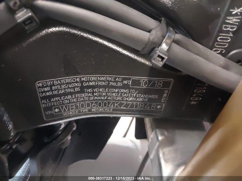 2019 BMW S 1000 RR - WB10D6004KZ711848