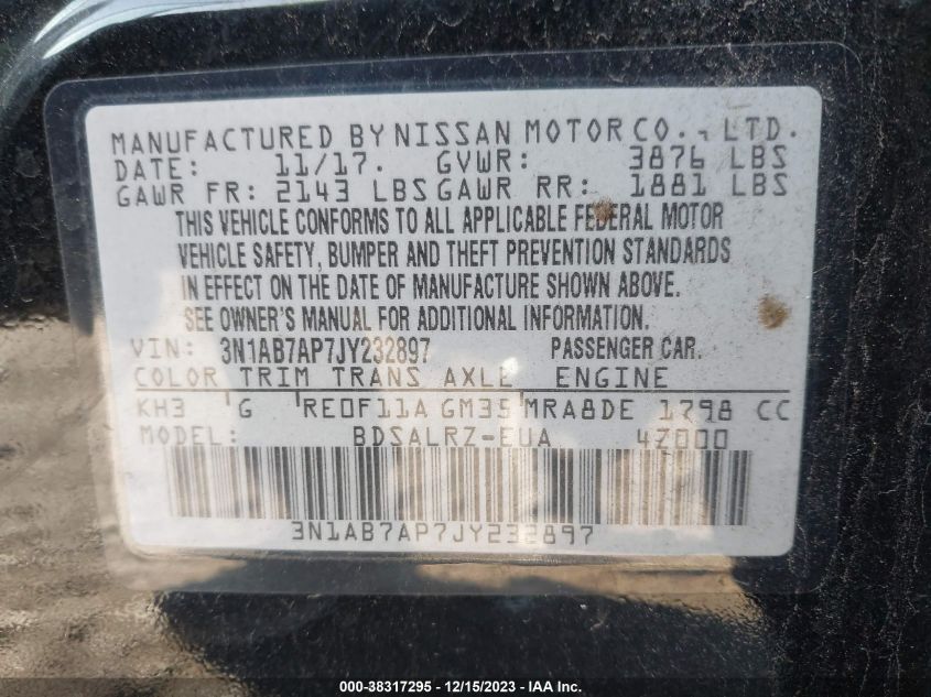 2018 NISSAN SENTRA SR - 3N1AB7AP7JY232897