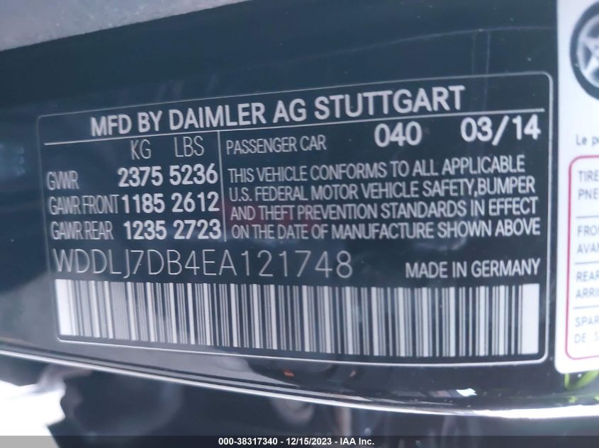 2014 MERCEDES-BENZ CLS 550 - WDDLJ7DB4EA121748