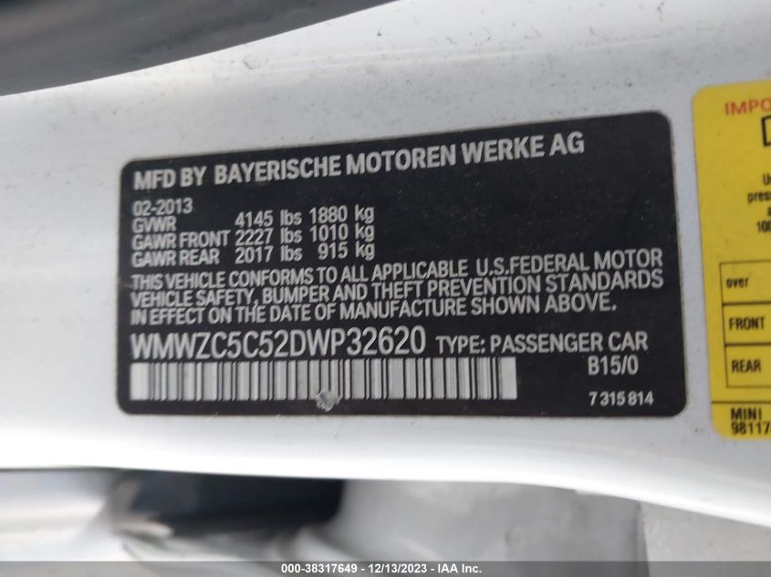 2013 MINI COUNTRYMAN COOPER S - WMWZC5C52DWP32620