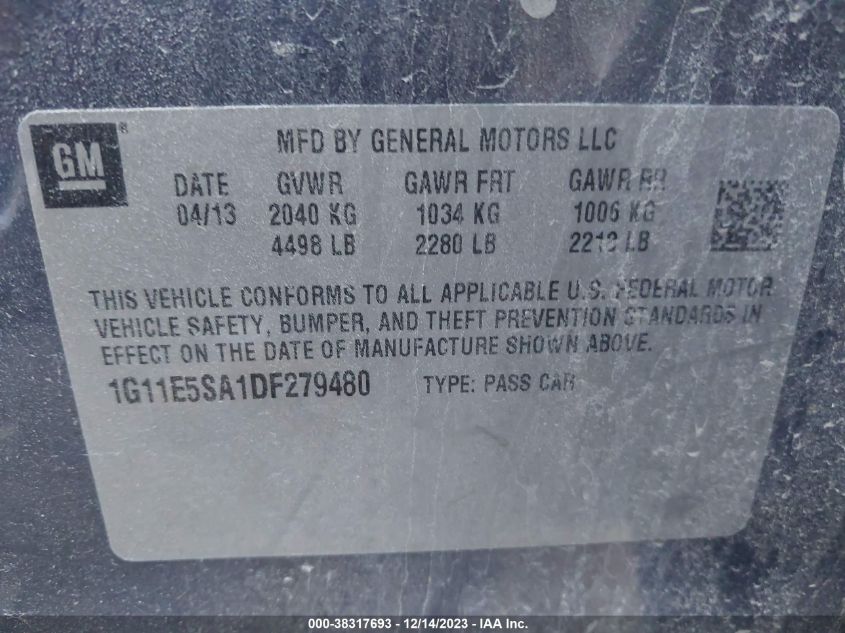 2013 CHEVROLET MALIBU 2LT - 1G11E5SA1DF279480