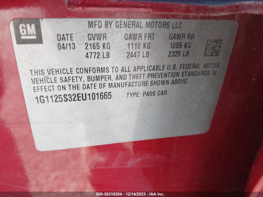 2014 CHEVROLET IMPALA 2LT - 1G1125S32EU101665