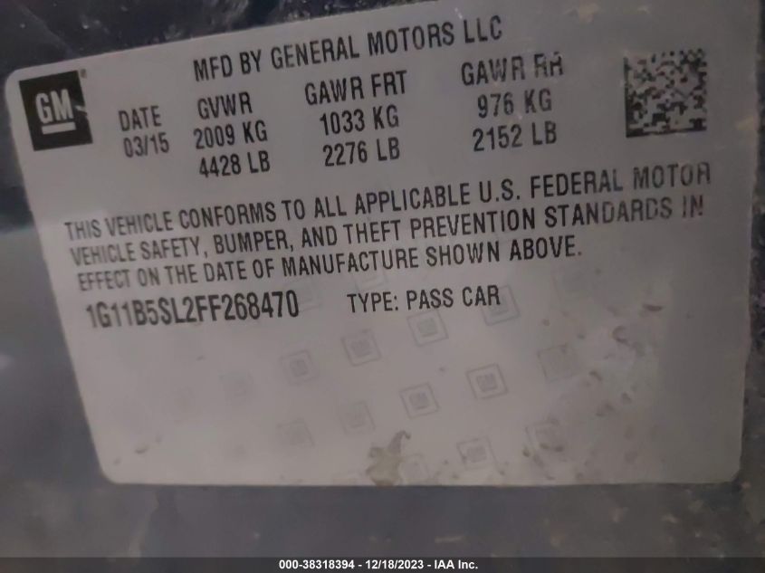 2015 CHEVROLET MALIBU LS - 1G11B5SL2FF268470
