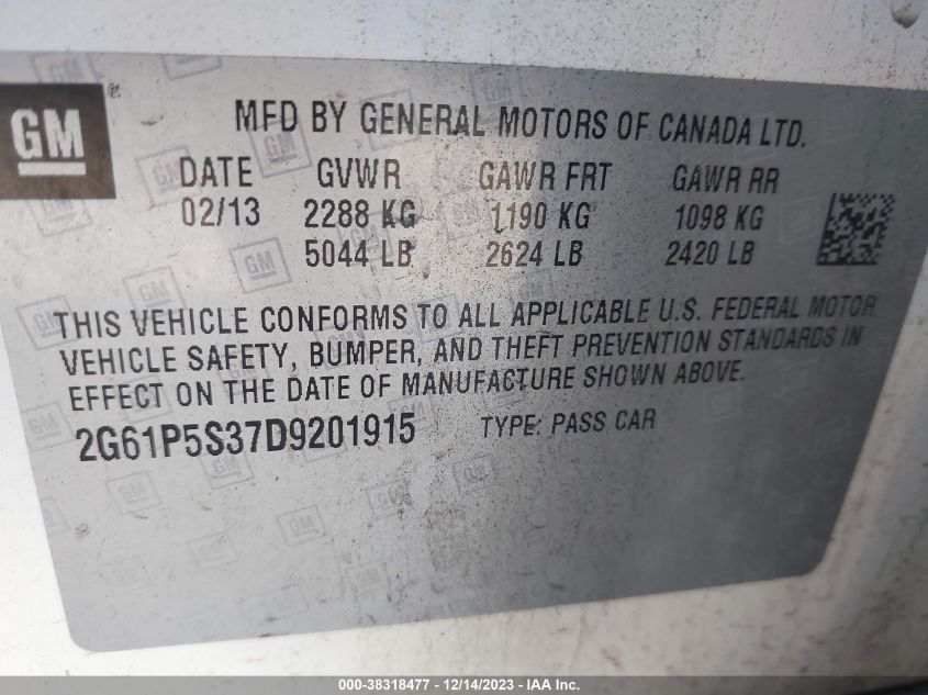 2013 CADILLAC XTS LUXURY - 2G61P5S37D9201915