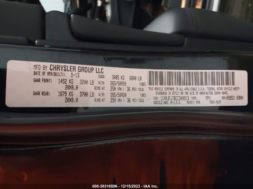 2014 JEEP GRAND CHEROKEE SUMMIT - 1C4RJFJT8EC308913