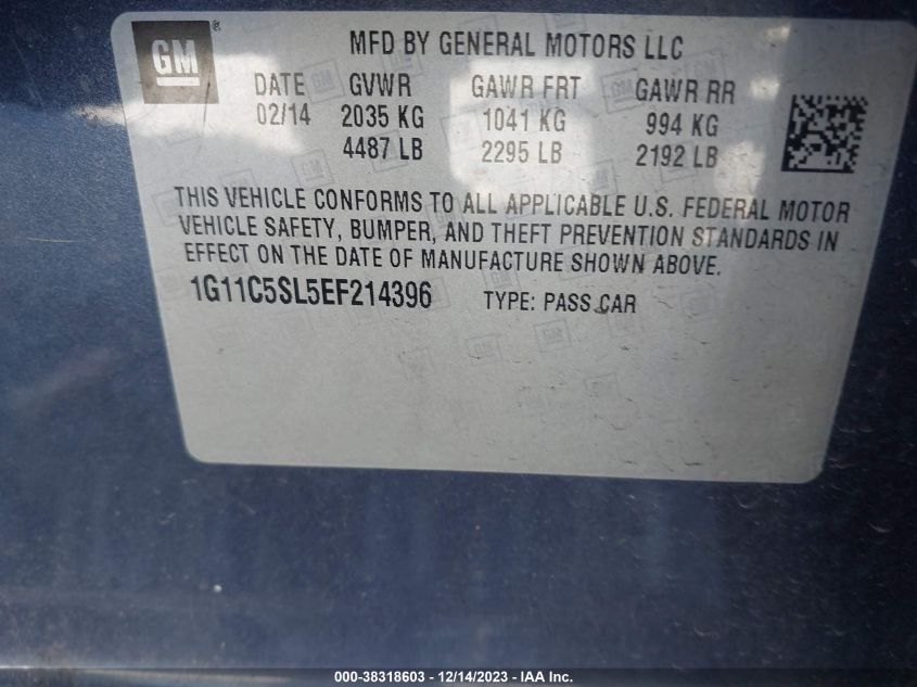 2014 CHEVROLET MALIBU 1LT - 1G11C5SL5EF214396