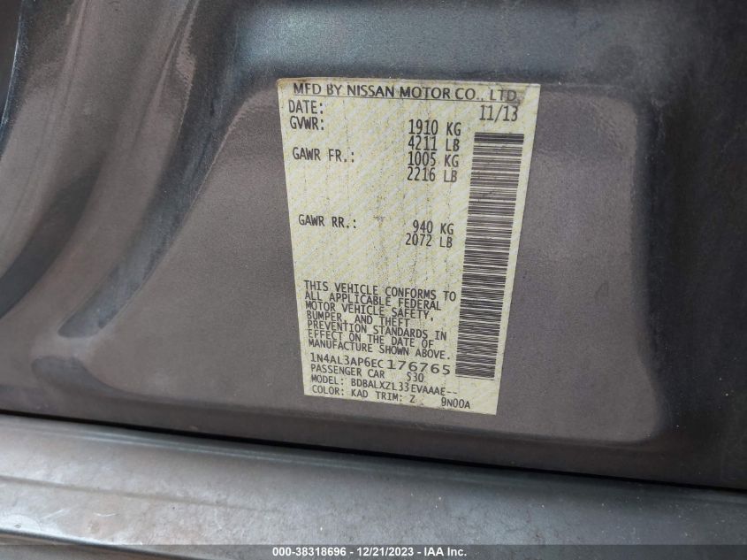 2014 NISSAN ALTIMA 2.5 SL - 1N4AL3AP6EC176765