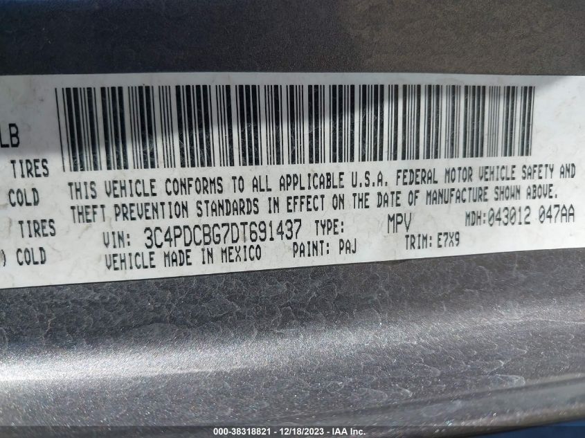 2013 DODGE JOURNEY SXT - 3C4PDCBG7DT691437