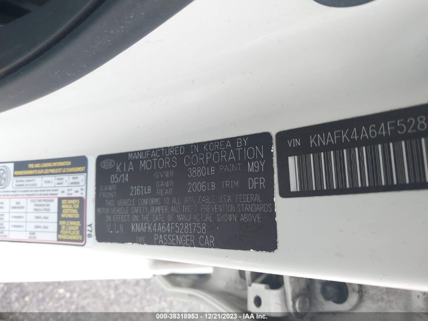 2015 KIA FORTE LX - KNAFK4A64F5281758