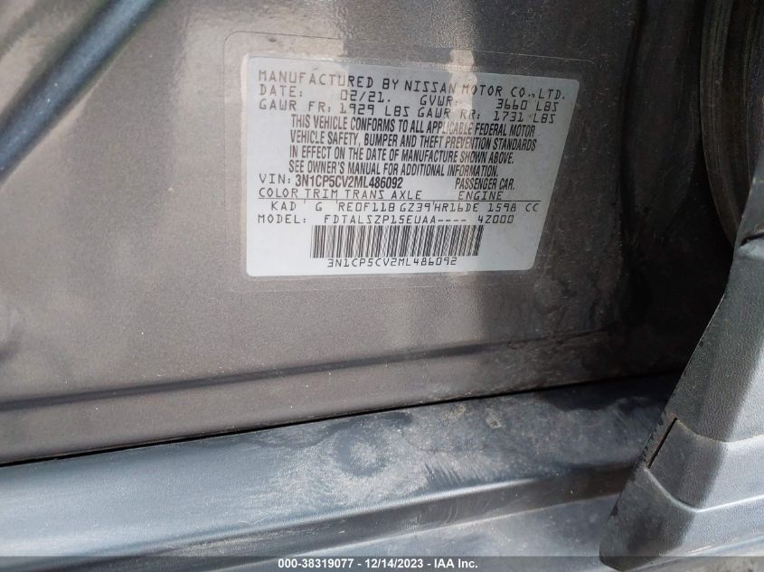 2021 NISSAN KICKS SV XTRONIC CVT - 3N1CP5CV2ML486092