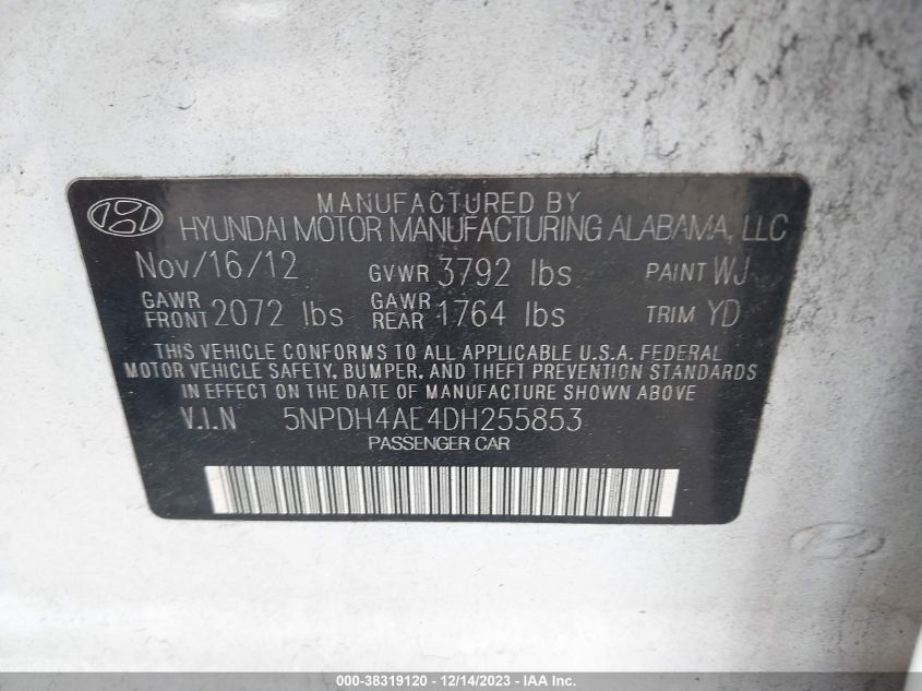 2013 HYUNDAI ELANTRA GLS - 5NPDH4AE4DH255853