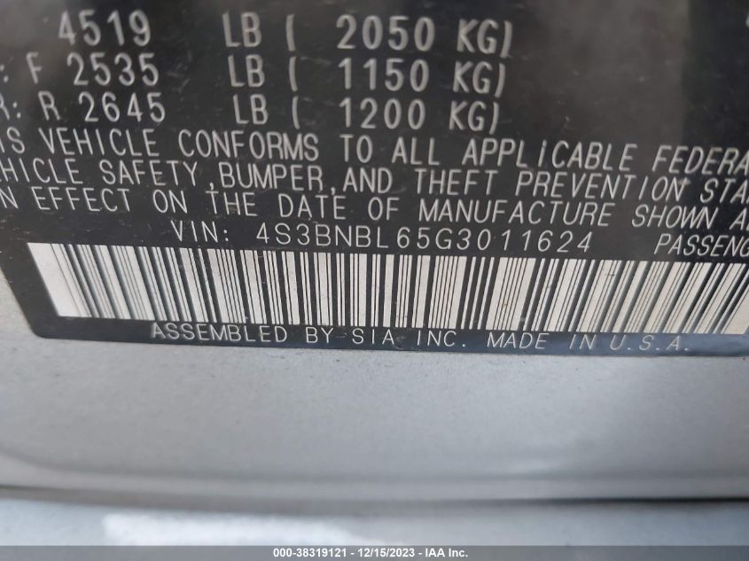 2016 SUBARU LEGACY 2.5I LIMITED - 4S3BNBL65G3011624