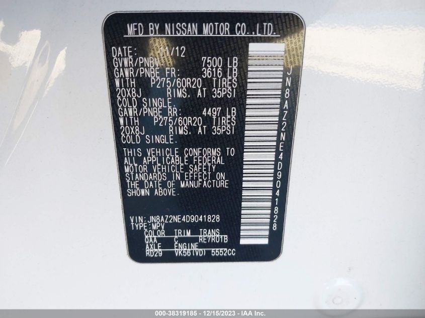 2013 INFINITI QX56 JN8AZ2NE4D9041828