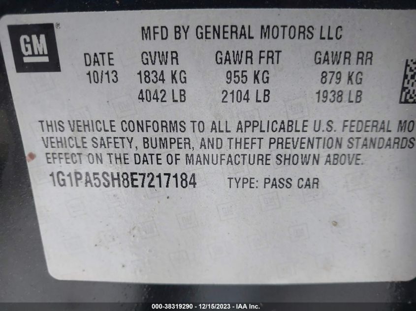 2014 CHEVROLET CRUZE LS AUTO - 1G1PA5SH8E7217184