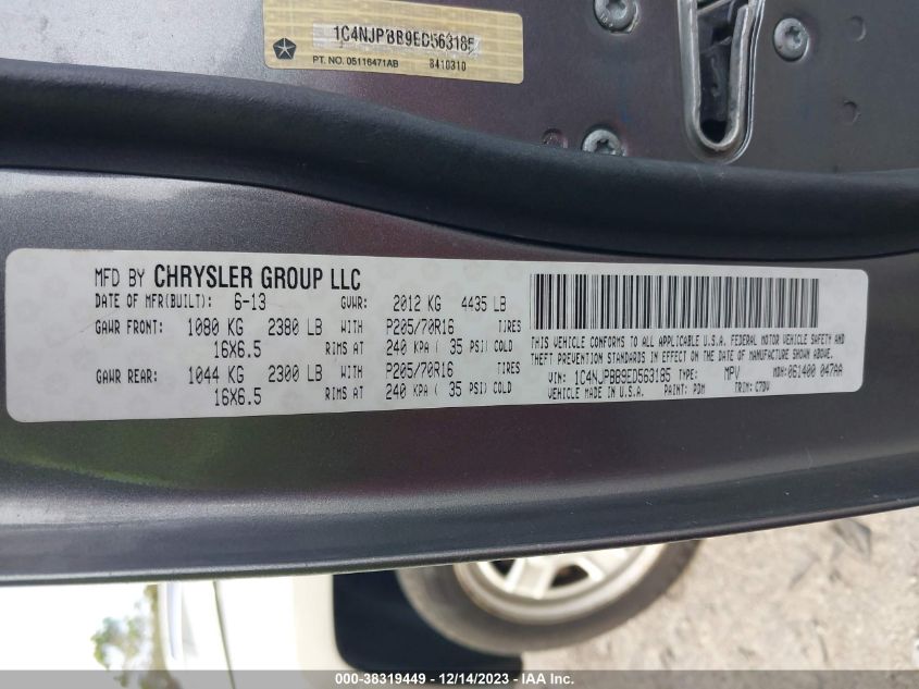 2014 JEEP PATRIOT SPORT - 1C4NJPBB9ED563185