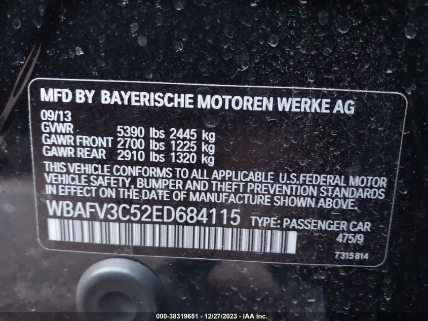 2014 BMW 535D XDRIVE WBAFV3C52ED684115