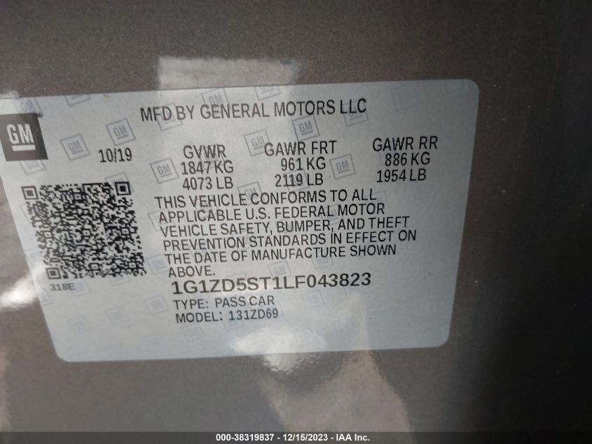 1G1ZD5ST1LF043823 | 2020 CHEVROLET MALIBU