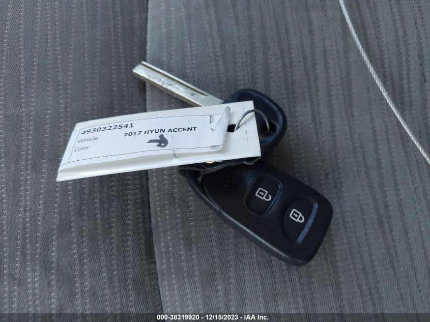 2017 HYUNDAI ACCENT VALUE EDITION - KMHCT4AE4HU337857