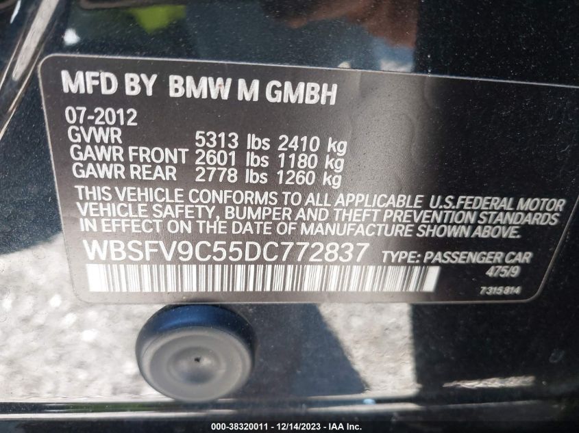 WBSFV9C55DC772837 2013 BMW M5, photo no. 9