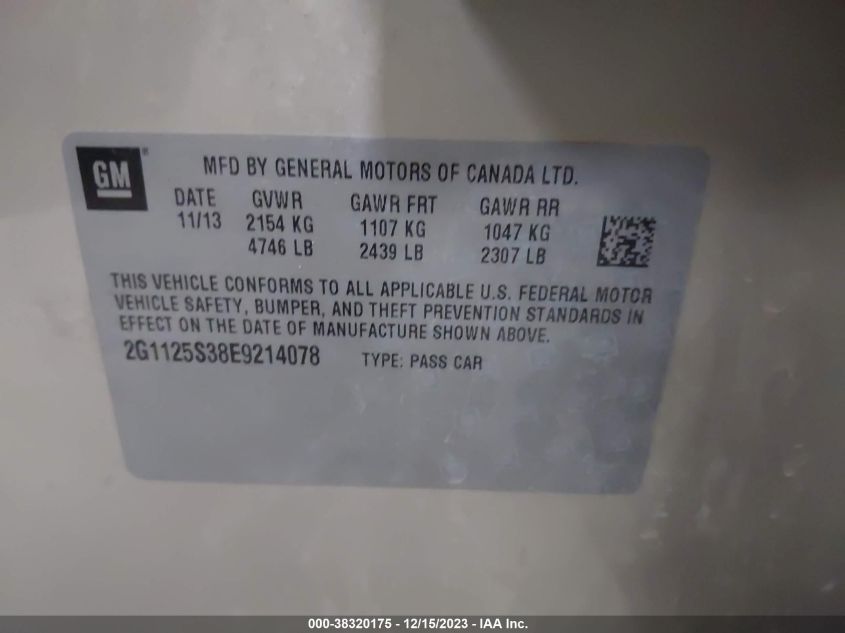 2014 CHEVROLET IMPALA 2LT - 2G1125S38E9214078