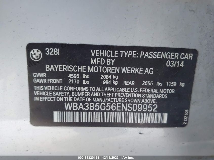 2014 BMW 328I XDRIVE - WBA3B5G56ENS09952