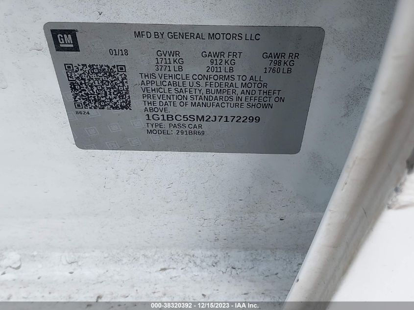 2018 CHEVROLET CRUZE LS AUTO - 1G1BC5SM2J7172299