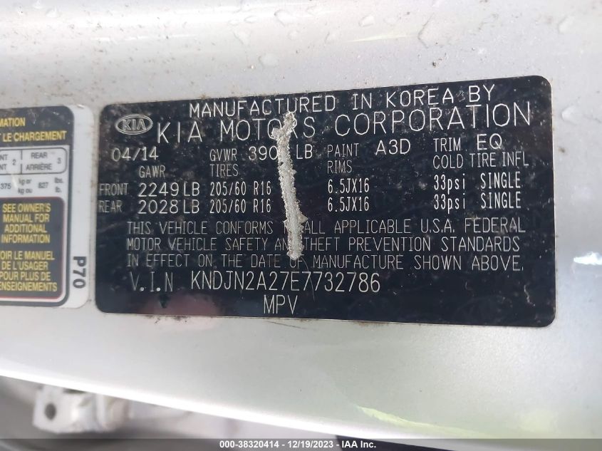 2014 KIA SOUL - KNDJN2A27E7732786