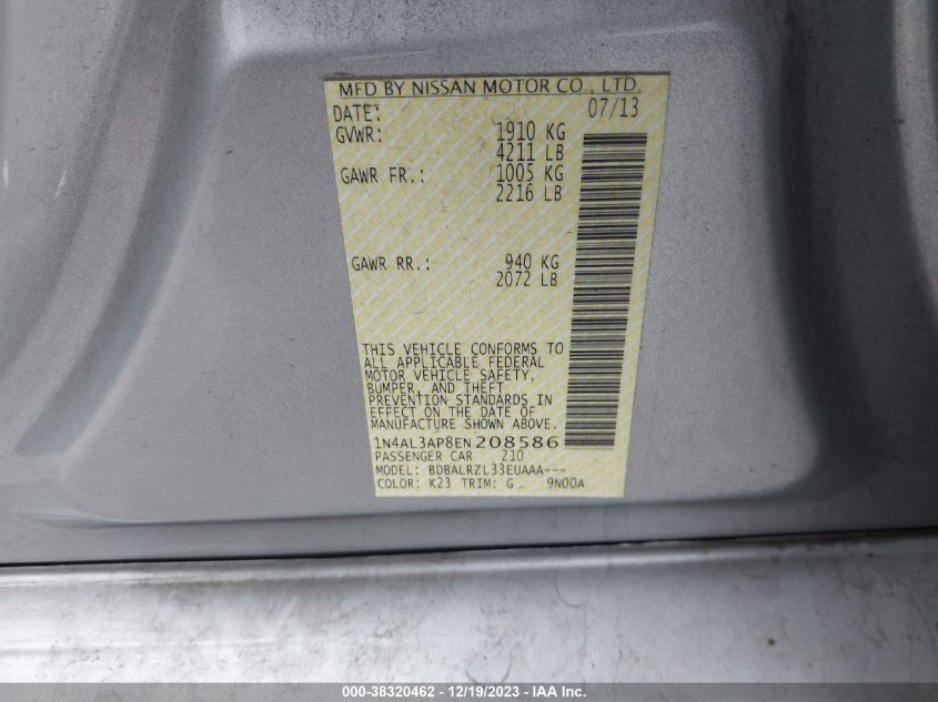 2014 NISSAN ALTIMA - 1N4AL3AP8EN208586