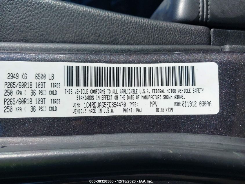 2014 DODGE DURANGO SXT - 1C4RDJAG5EC394470