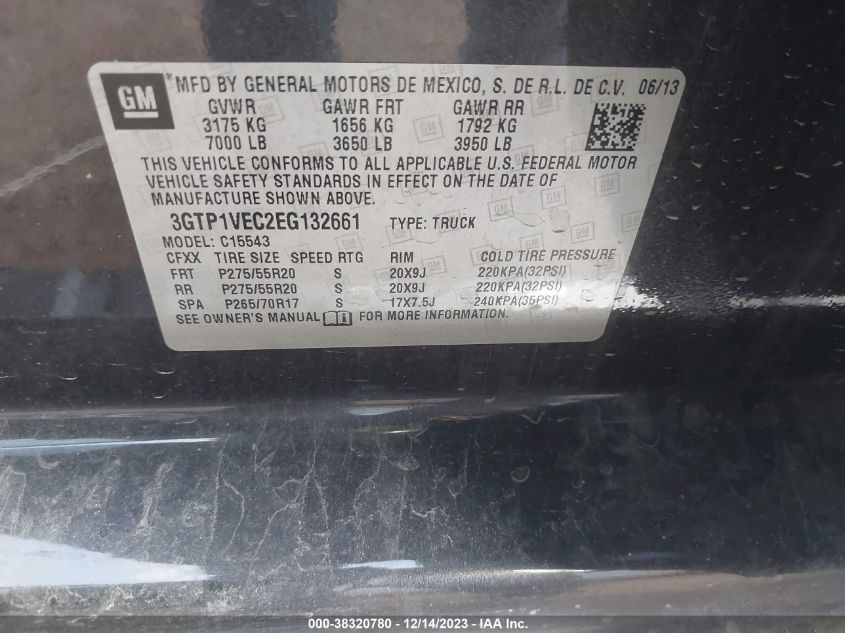 2014 GMC SIERRA 1500 SLT - 3GTP1VEC2EG132661