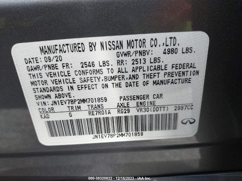 2021 INFINITI Q50 LUXE - JN1EV7BP2MM701859