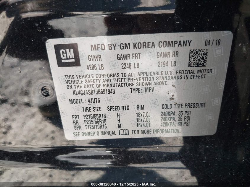 2018 BUICK ENCORE PREFERRED - KL4CJASB1JB691943