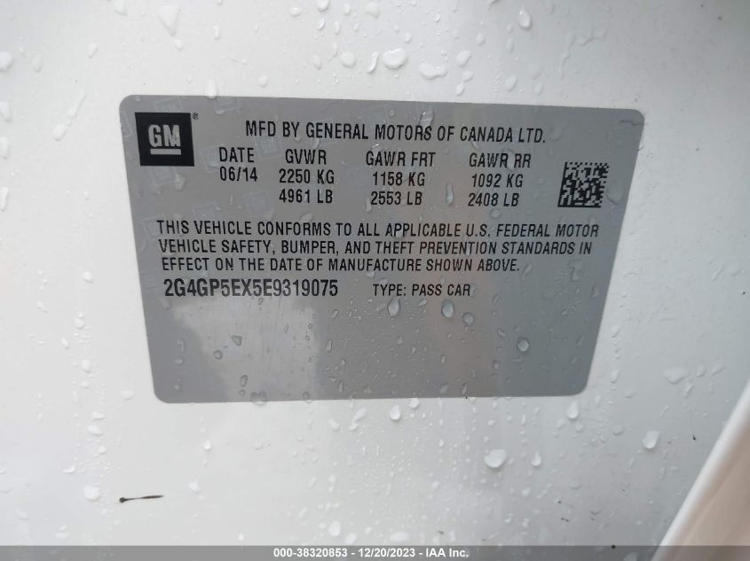 2014 BUICK REGAL TURBO PREMIUM I - 2G4GP5EX5E9319075