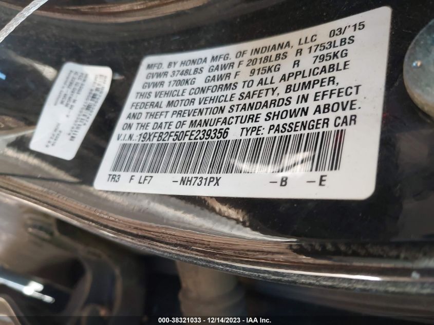 2015 HONDA CIVIC LX - 19XFB2F50FE239356