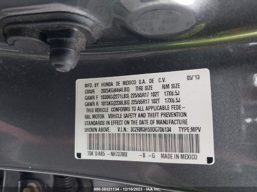 2013 HONDA CR-V EX 3CZRM3H59DG706134