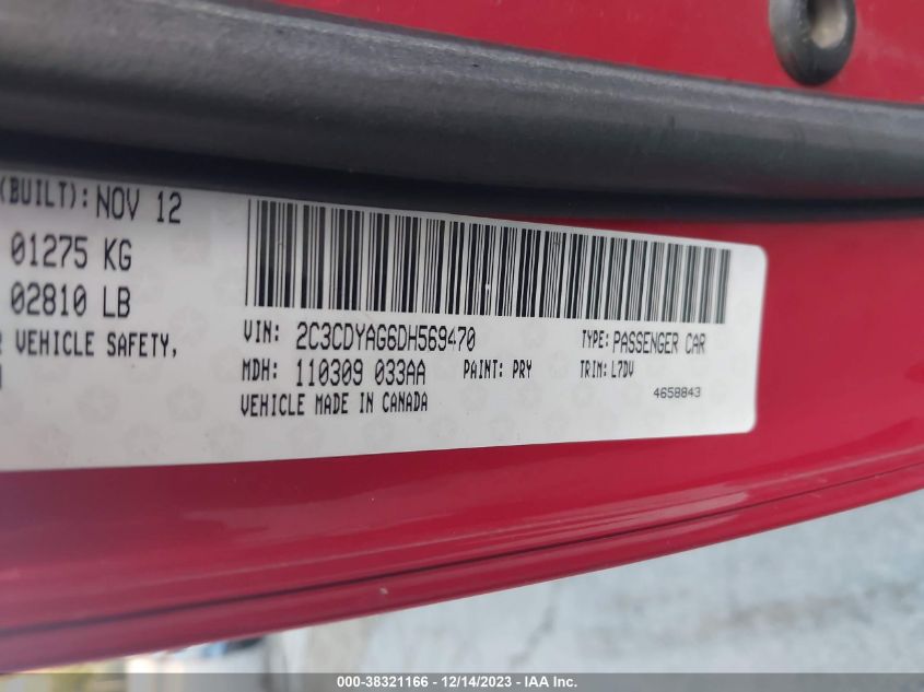 2013 DODGE CHALLENGER SXT - 2C3CDYAG6DH569470