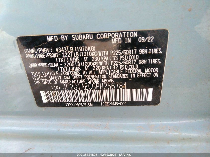 2023 SUBARU CROSSTREK PREMIUM - JF2GTAEC6PH256784